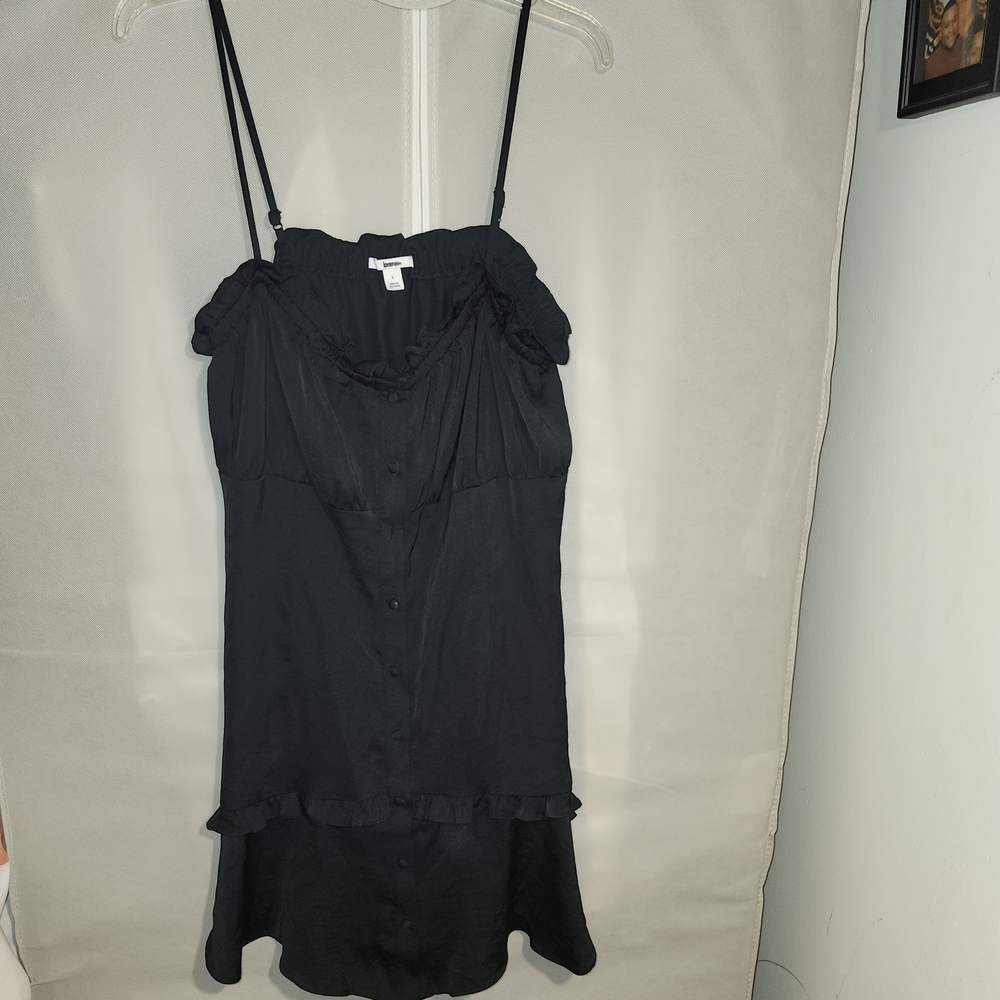 Bar III Black Spaghetti Strap Ruffle Camisole
